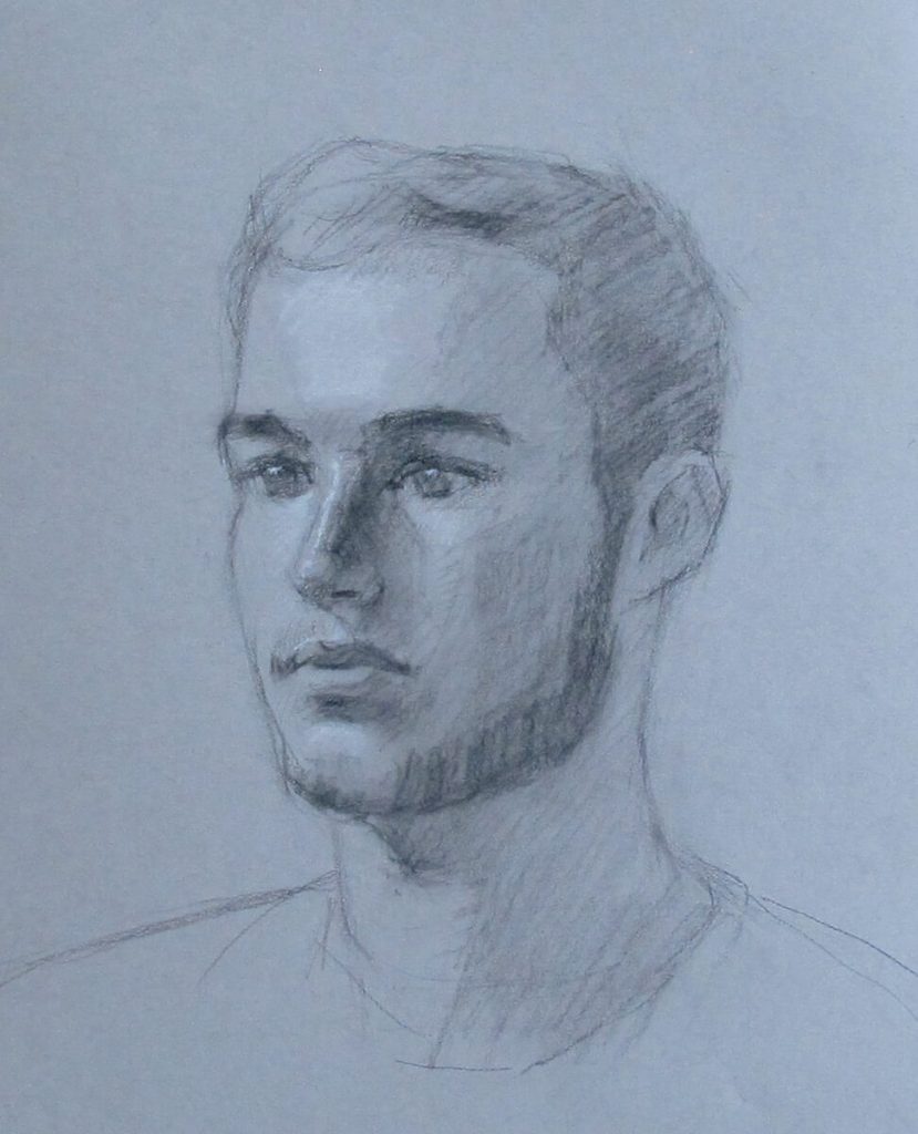 Michael at 20 Portrait of young man, charcoal