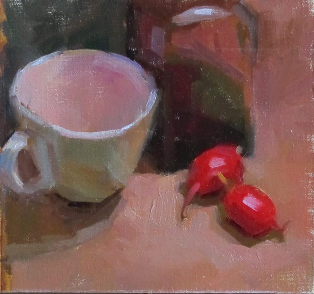 Radishes with tea cup Tea cup with radishes