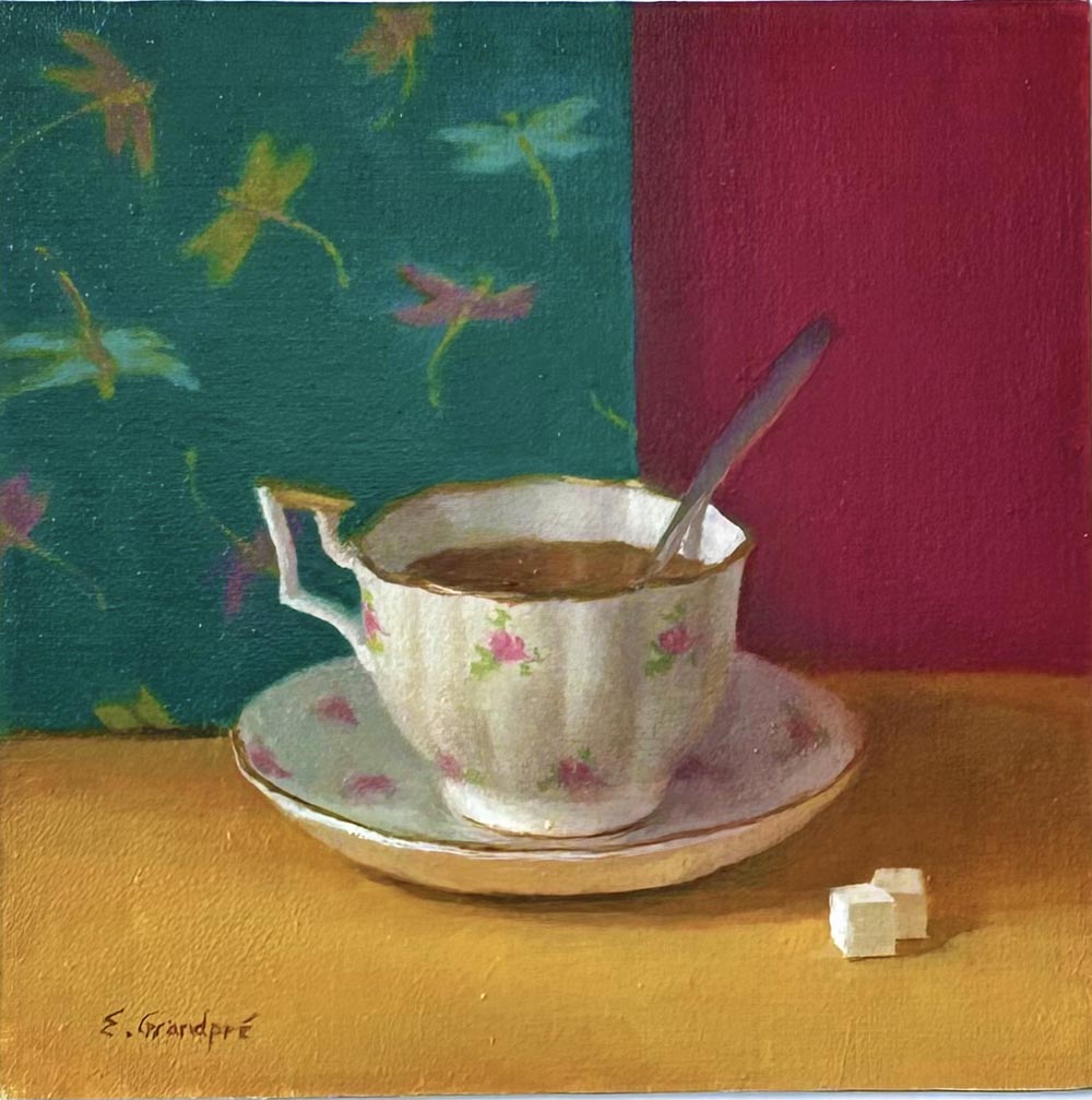 teacup with dragonflies 2 Tea cup with sugar cubes